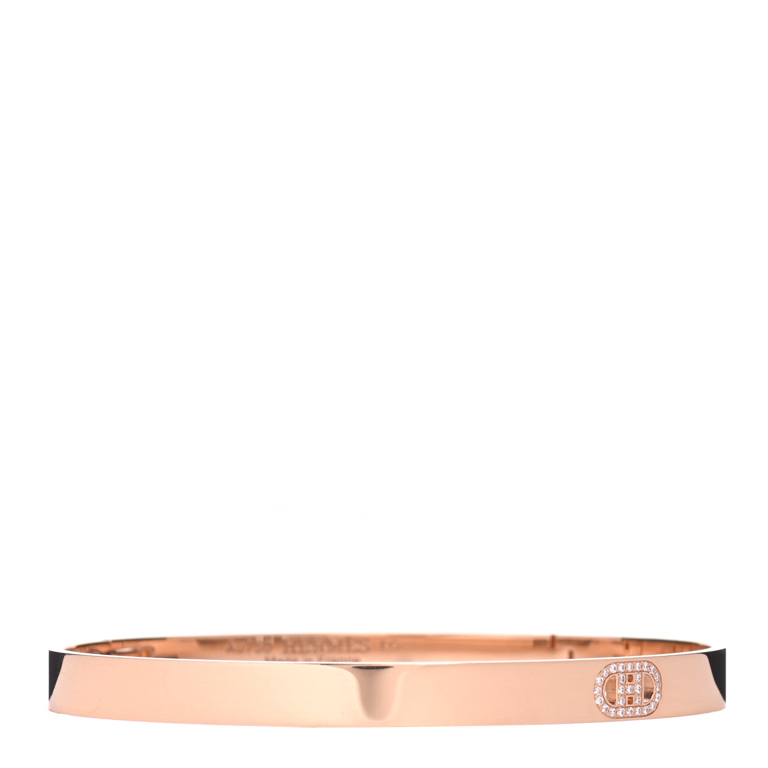 Hermes 18K Rose Gold Diamond PM H D'Ancre Bracelet LG 1 of 4