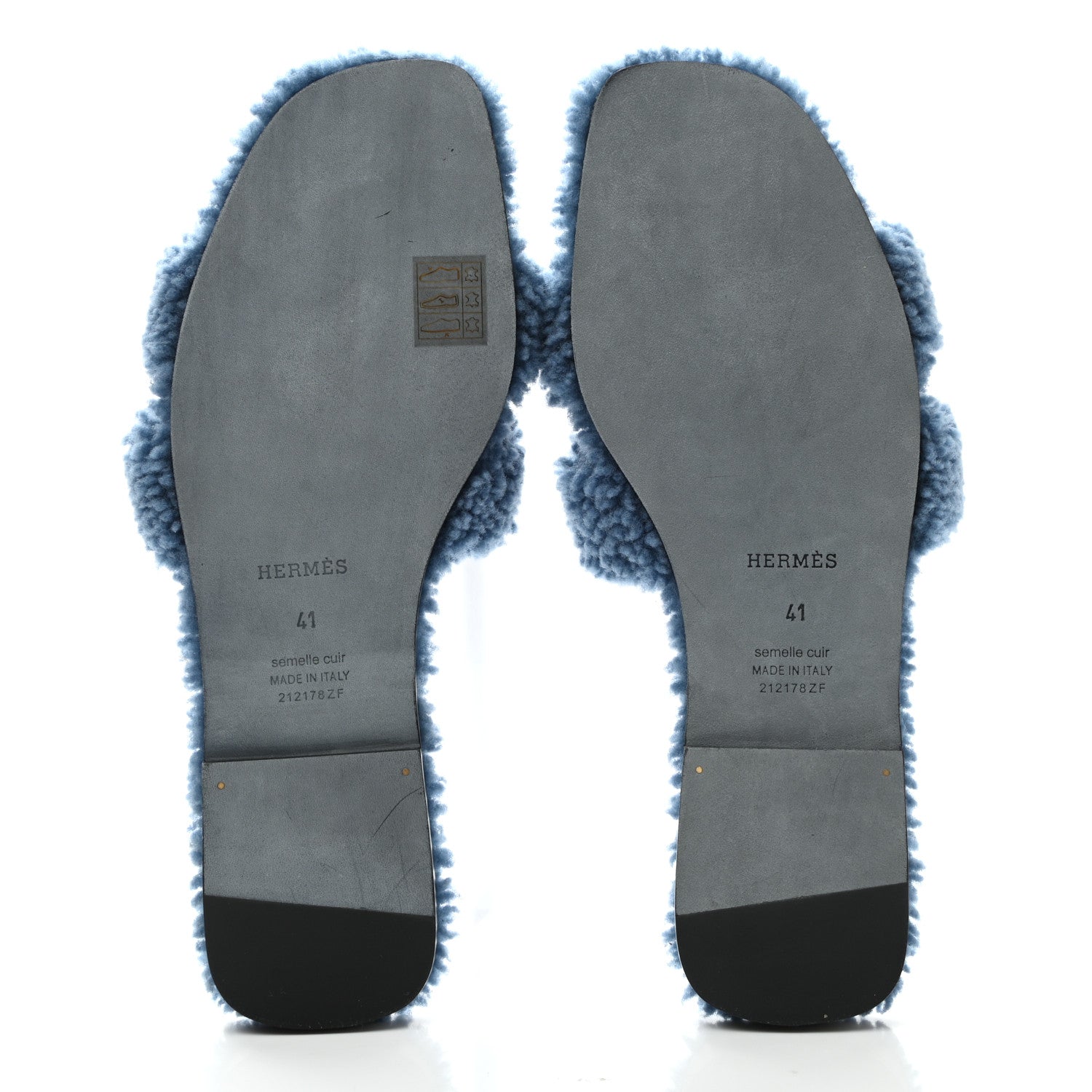 Hermes Woolskin Oran Sandals 41 Bleu 5 of 8