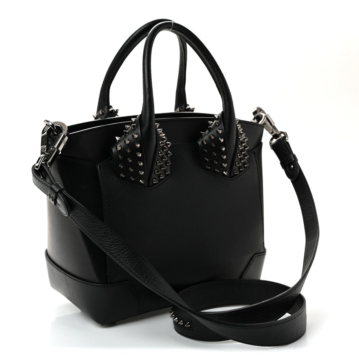 Grained Calfskin Spike Small Eloise Tote Black