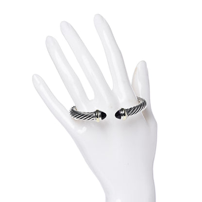 David Yurman Sterling Silver 14K Yellow Gold Amethyst 7mm Cable Classics Bracelet 2 of 4