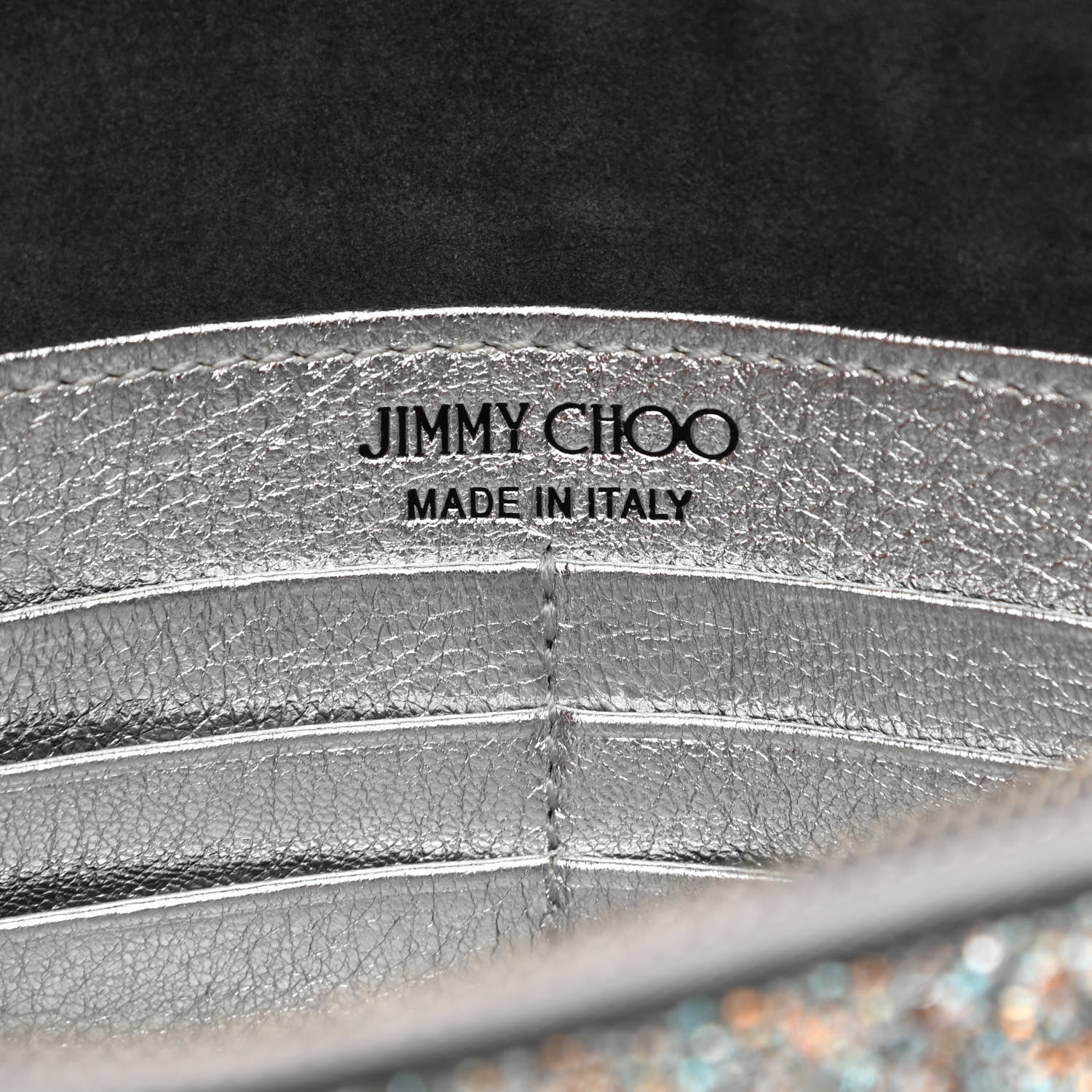 Jimmy Choo Glitter Palace Wallet On Chain Silver Multicolor 5 of 10