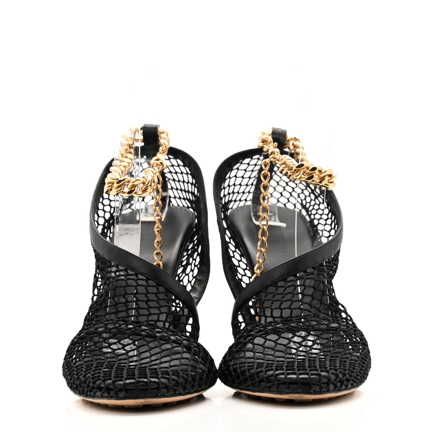 Mesh Nappa Chunky Chain Sandals 40 Black