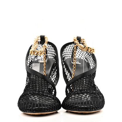 Bottega Veneta Mesh Nappa Chunky Chain Sandals 40 Black 3 of 10