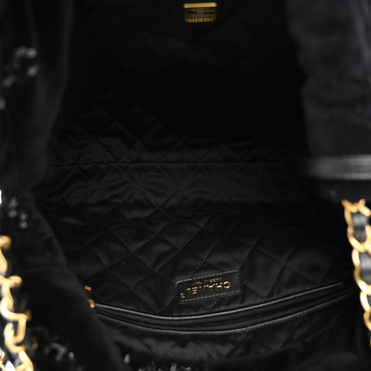 Chanel Velvet Sequin Quilted Small Chanel 22 Black 6 of 11