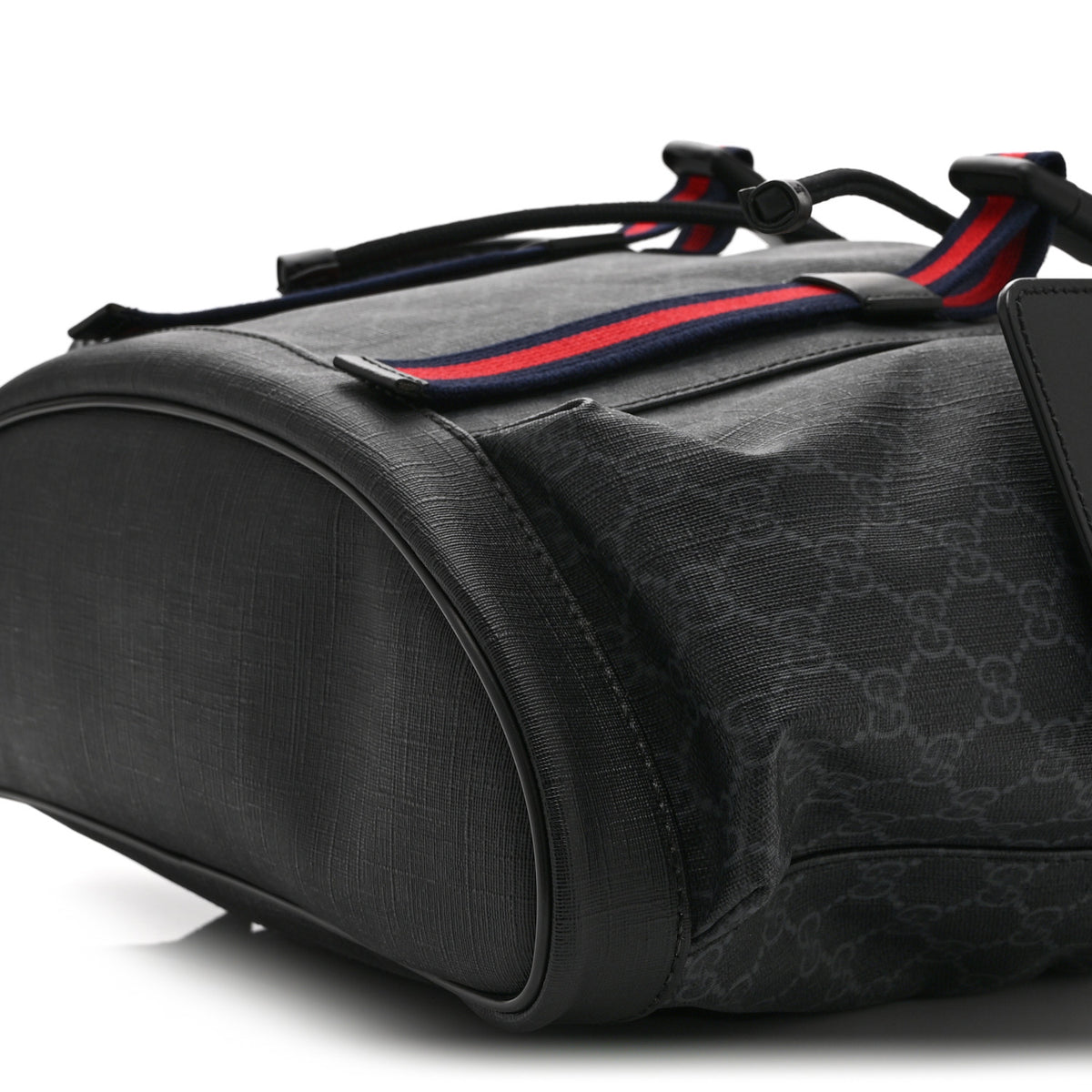 Soft GG Supreme Monogram Calfskin Web Double Buckle Backpack Black