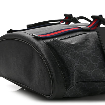 Gucci Soft GG Supreme Monogram Calfskin Web Double Buckle Backpack Black 11 of 11