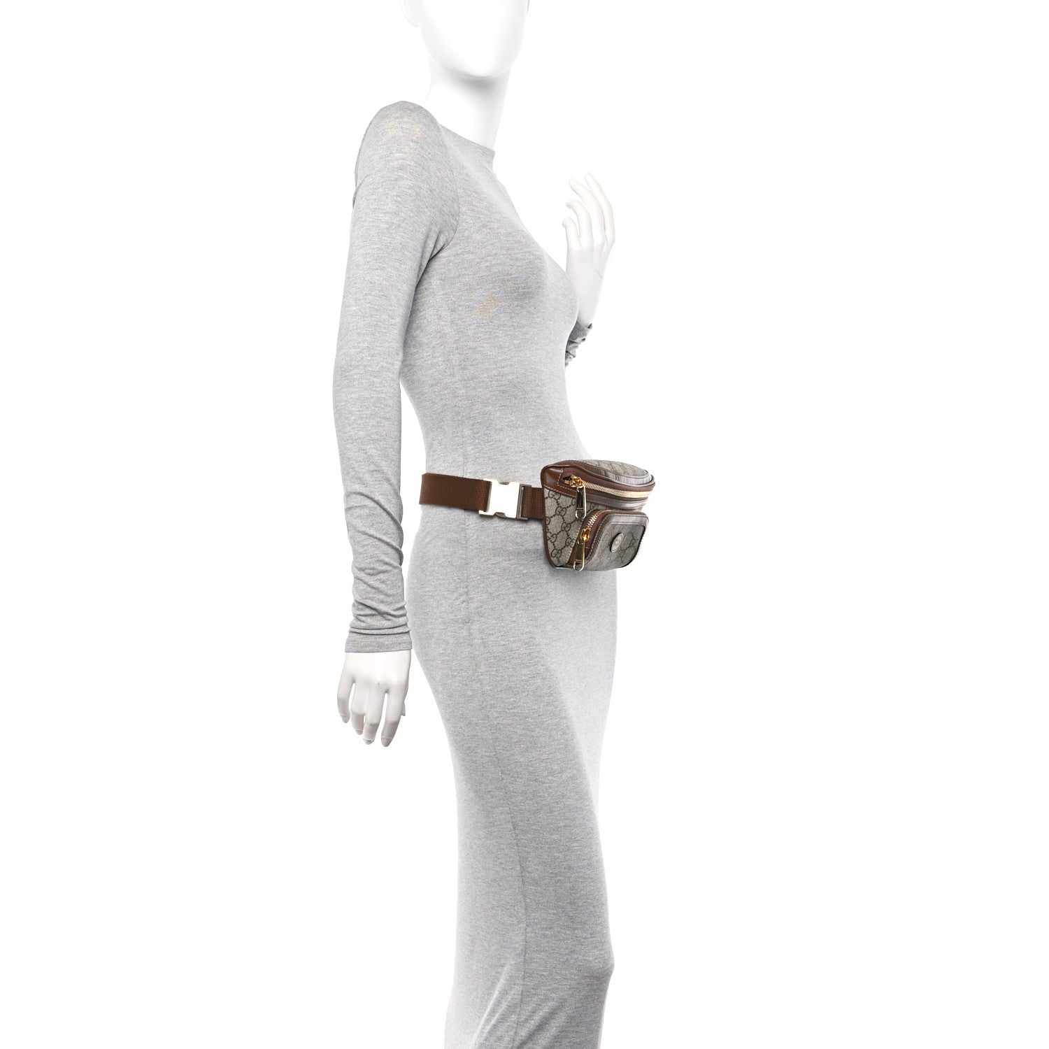 Gucci GG Supreme Monogram Textured Calfskin Retro Interlocking G Belt Bag Beige Ebony Brown Sugar 2 of 10