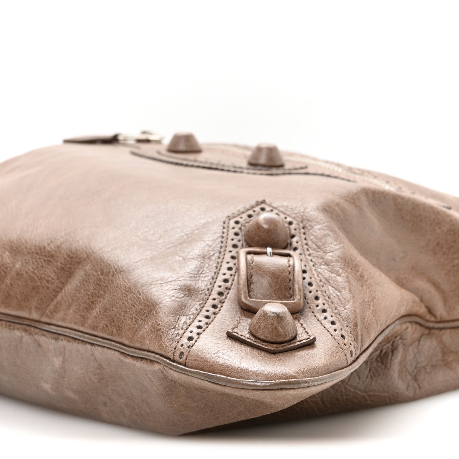 Balenciaga Agneau Giant Brogues Hardware Besace Hobo Taupe 10 of 10