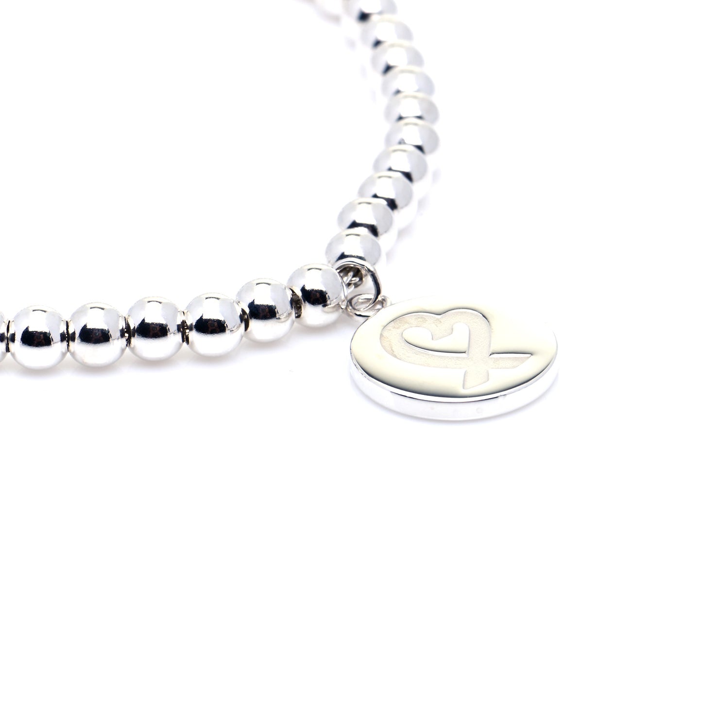 Sterling Silver 4mm Paloma Picasso Loving Heart Tag Bead Bracelet