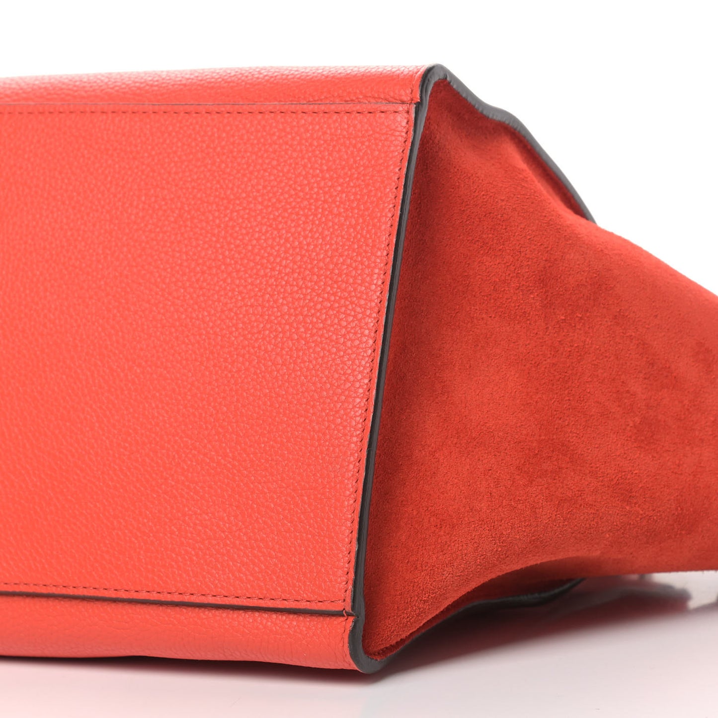 Drummed Calfskin Suede Medium Trapeze Vermillion