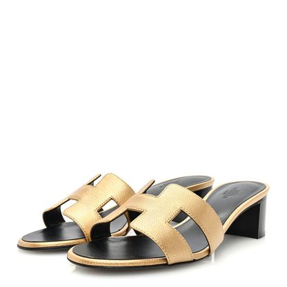 Hermes Metallic Goatskin Oasis Sandals 37 Dore 2 of 8