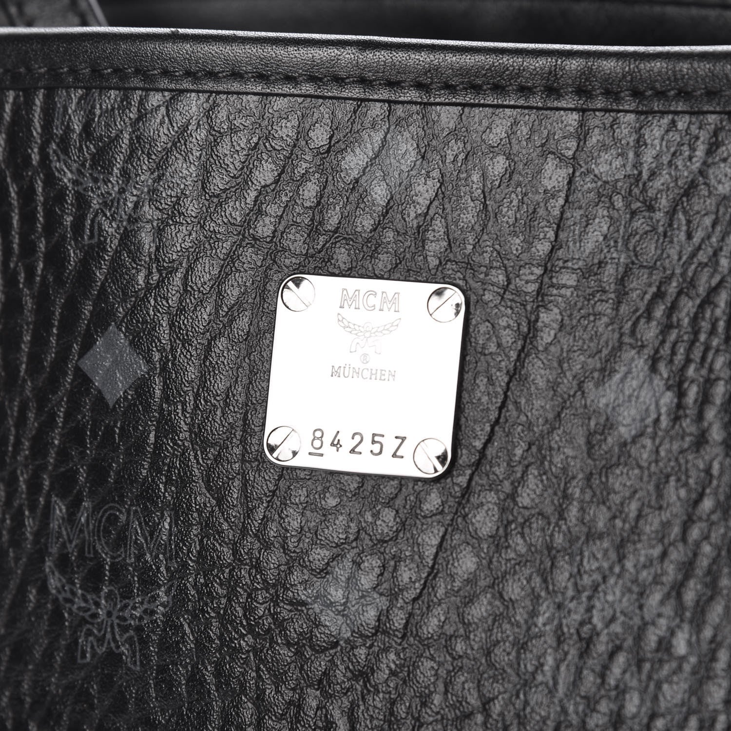 MCM Visetos Medium Anya Zip Top Shopper Tote Black 6 of 11