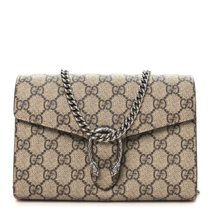 Gucci GG Supreme Monogram Mini Dionysus Chain Wallet Beige Taupe 1 of 9