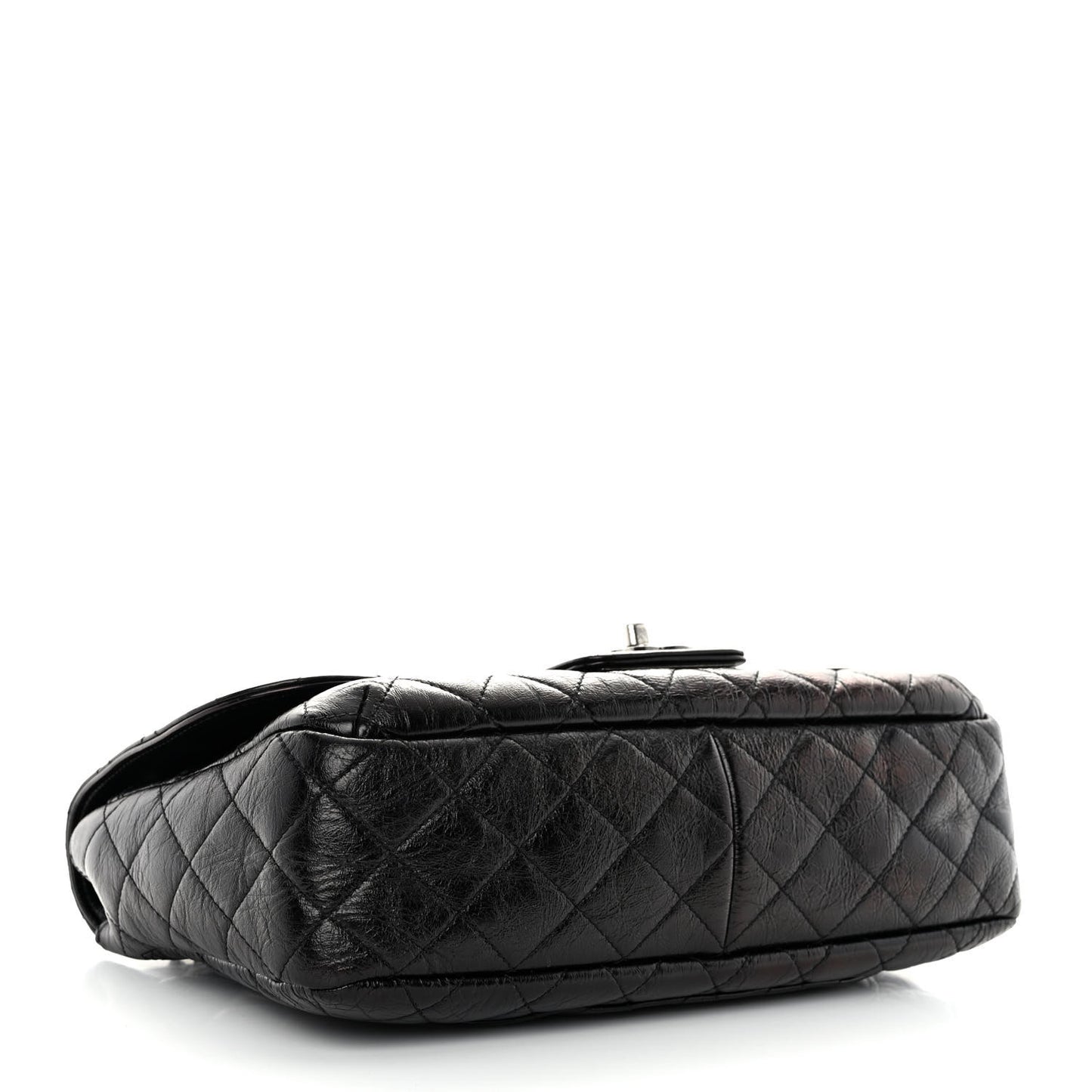 Shiny Goatskin Quilted Flap Black