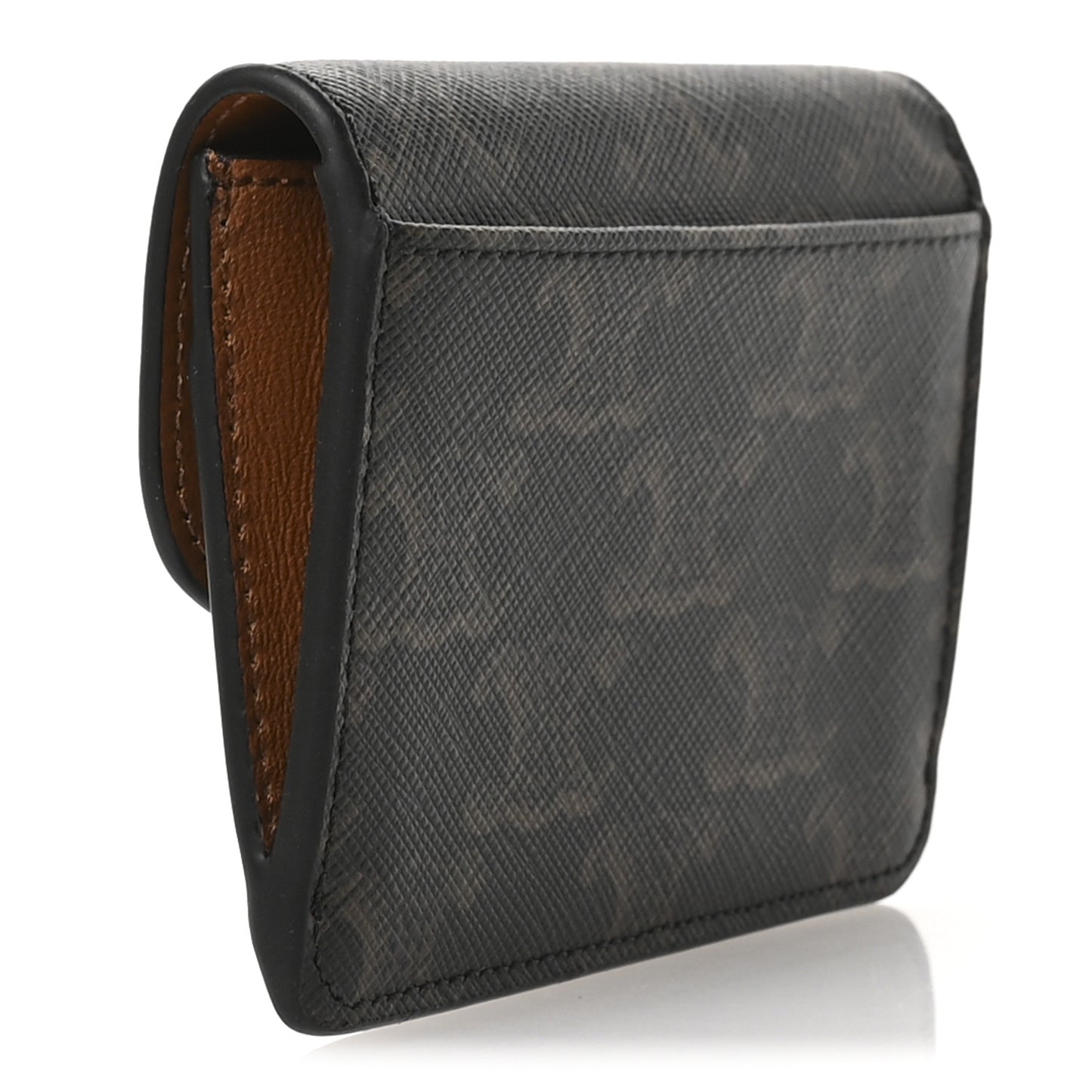 Triomphe Canvas Calfskin Flap Card Holder Tan
