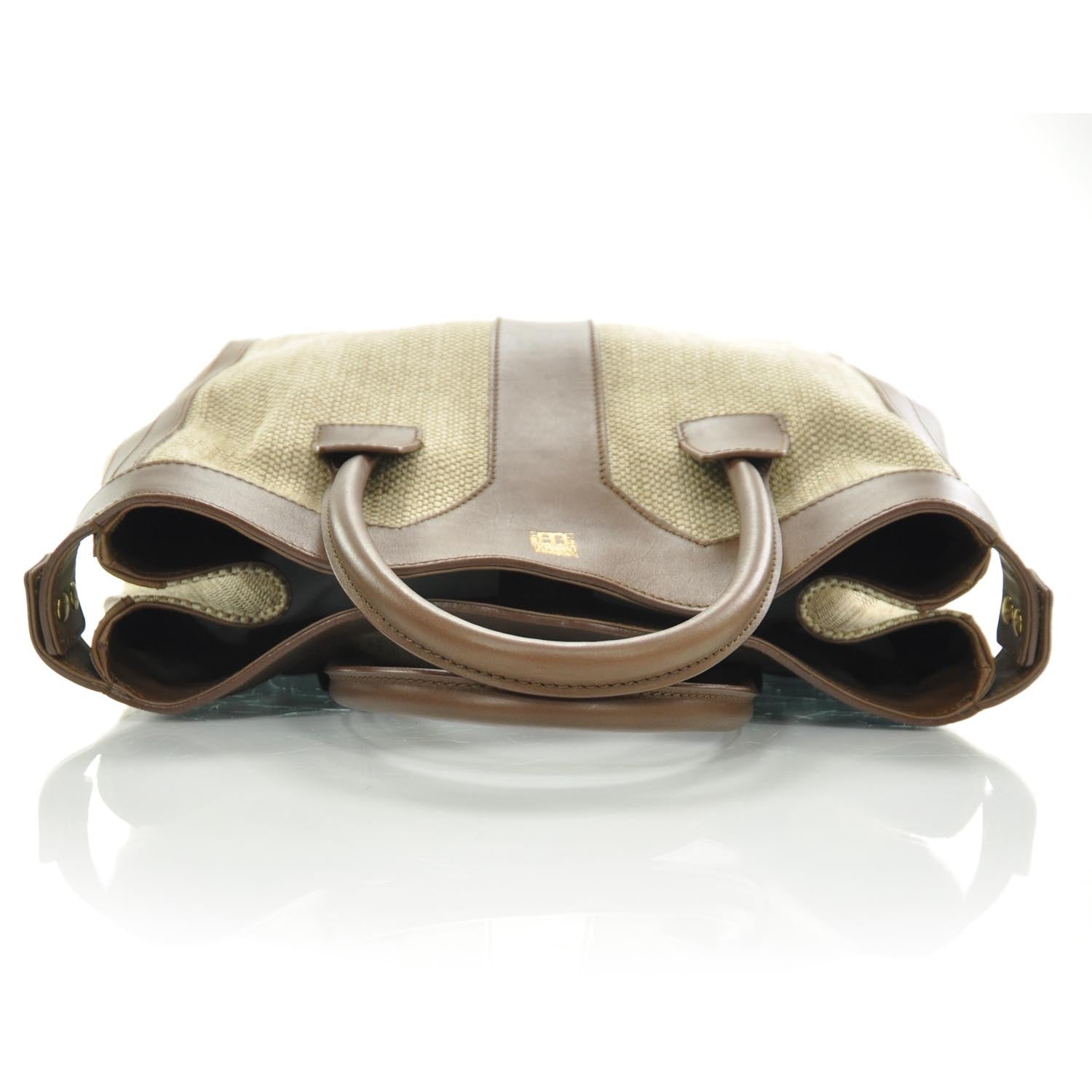 Saint Laurent Woven Linen Leather Double Y Tote 4 of 8