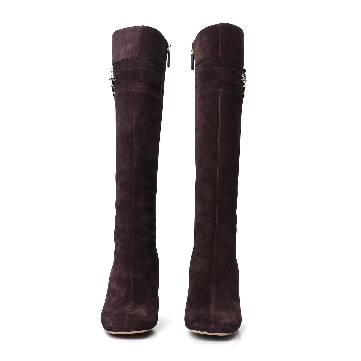 Suede Horsebit Knee High Boots 37.5 Brown