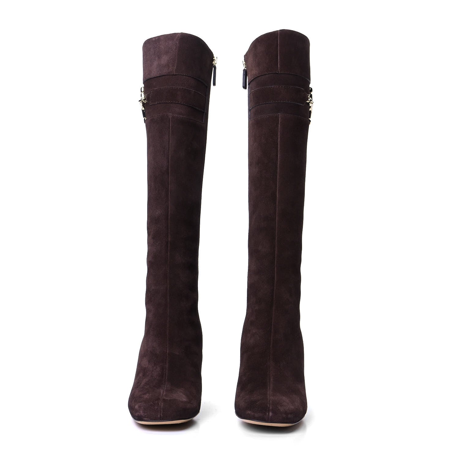 Gucci Suede Horsebit Knee High Boots 37.5 Brown 2 of 8