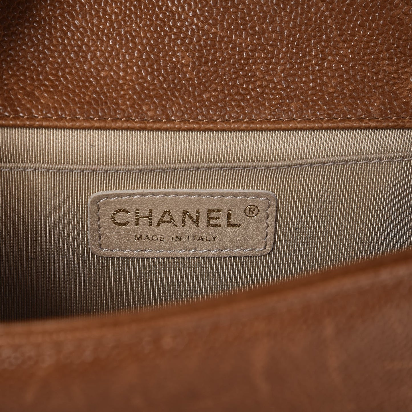 Caviar Quilted Medium Boy Flap Light Brown