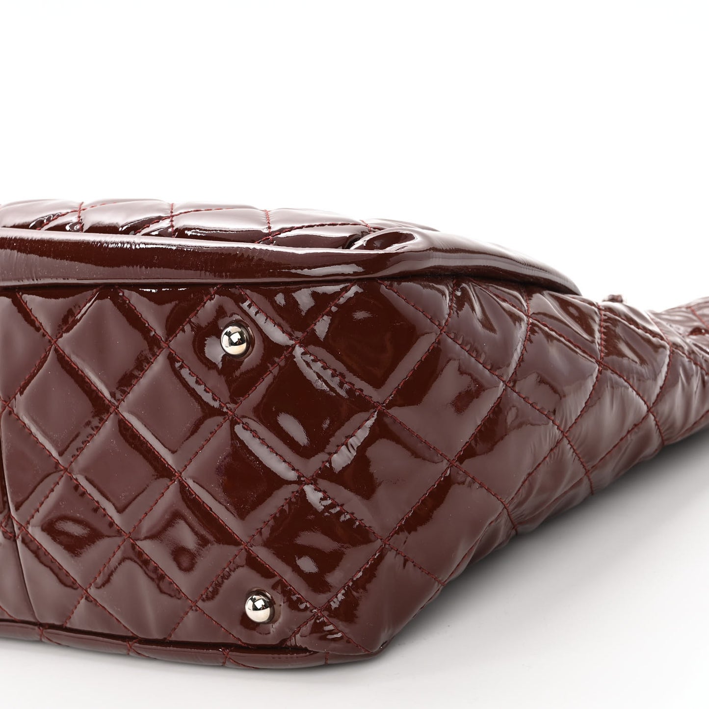 Patent Quilted Large Chic and Glitter Tote Dark Red