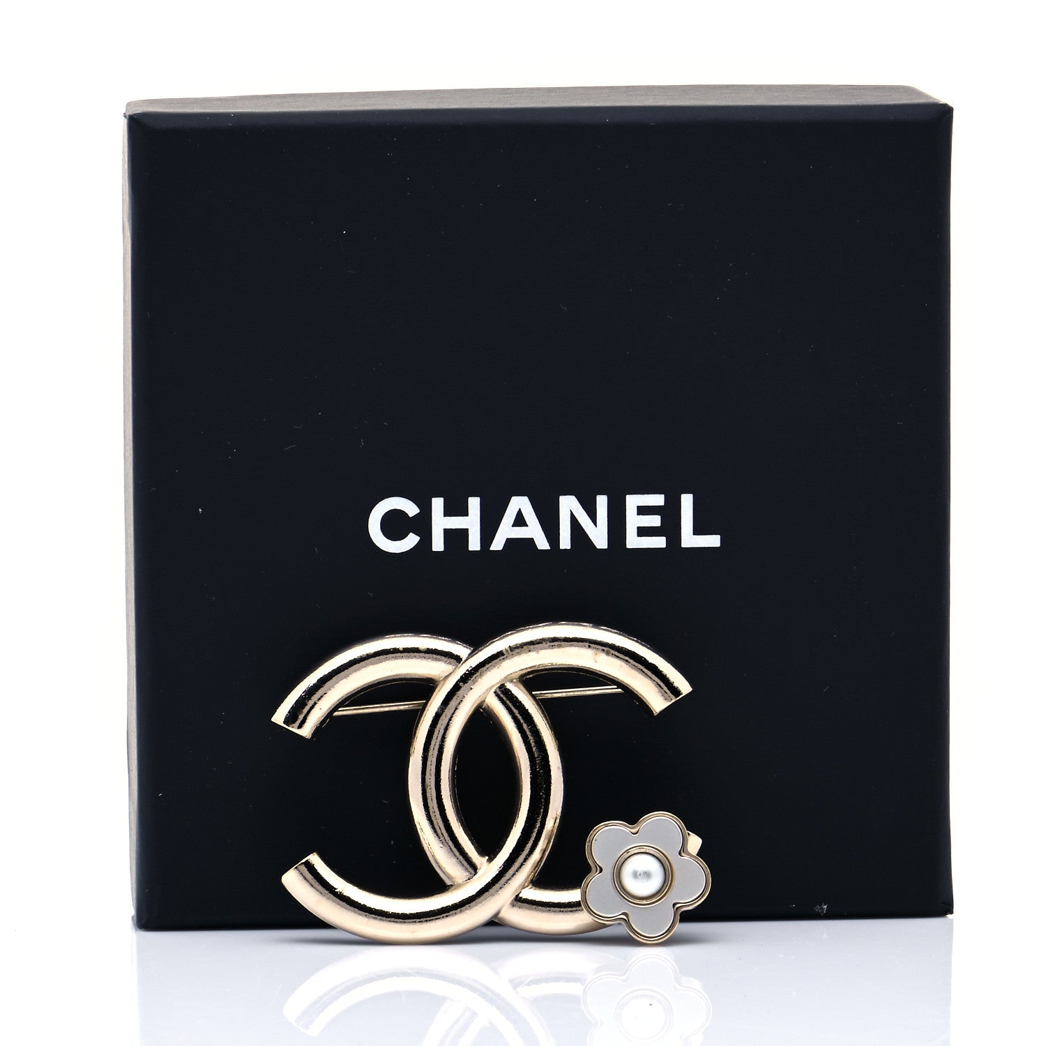 Chanel Metal CC Camellia Brooch Light Gold 4 of 4