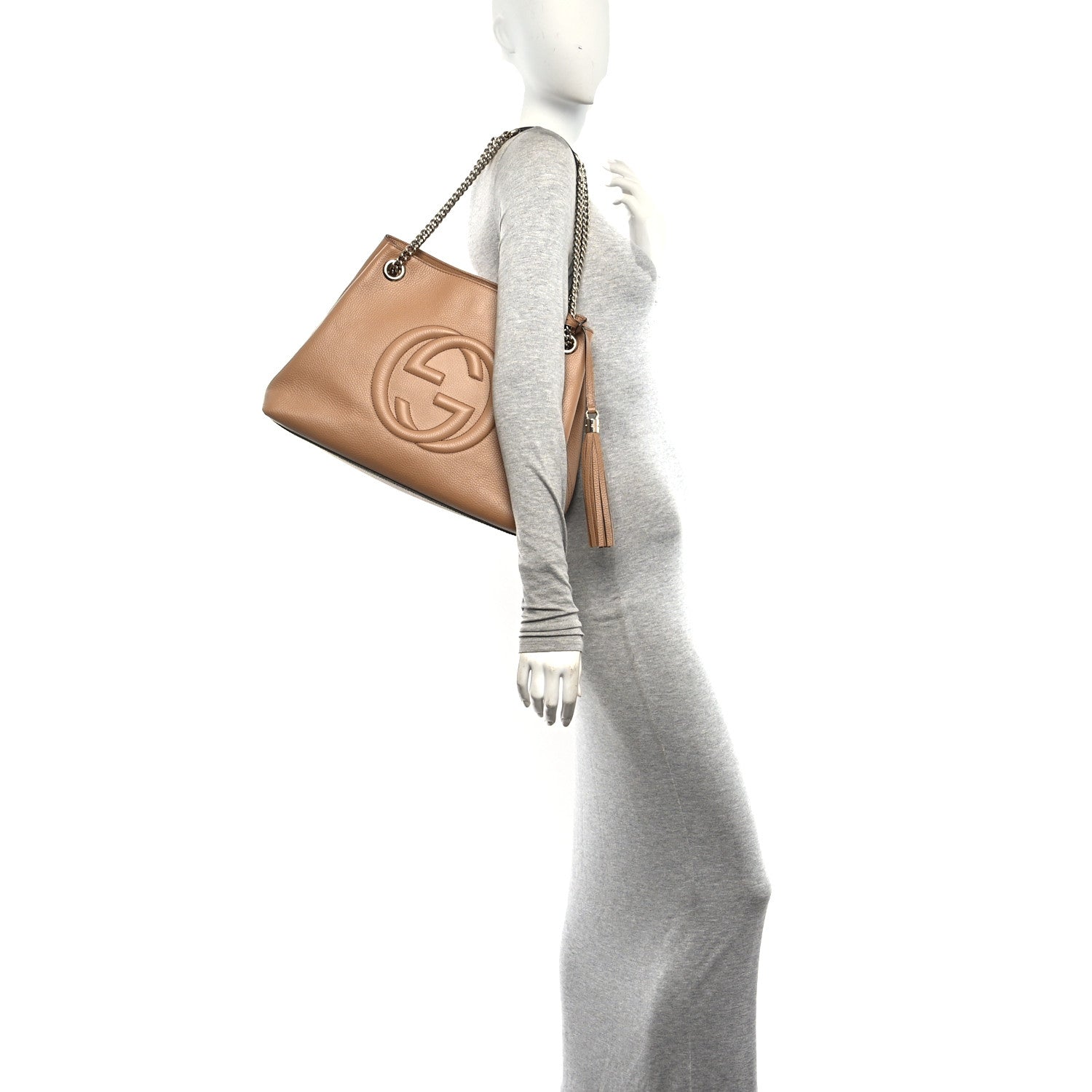 Gucci Pebbled Calfskin Medium Soho Chain Shoulder Bag Camelia 2 of 10