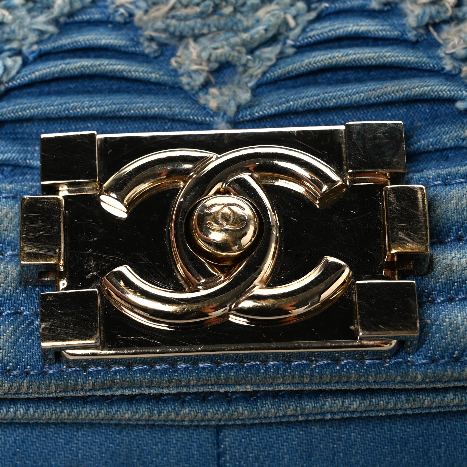 Chanel Denim Pleated Medium Boy Flap Light Blue 10 of 10