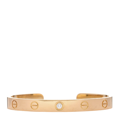 Cartier 18K Yellow Gold 1 Diamond LOVE Cuff Bracelet 16 1 of 4