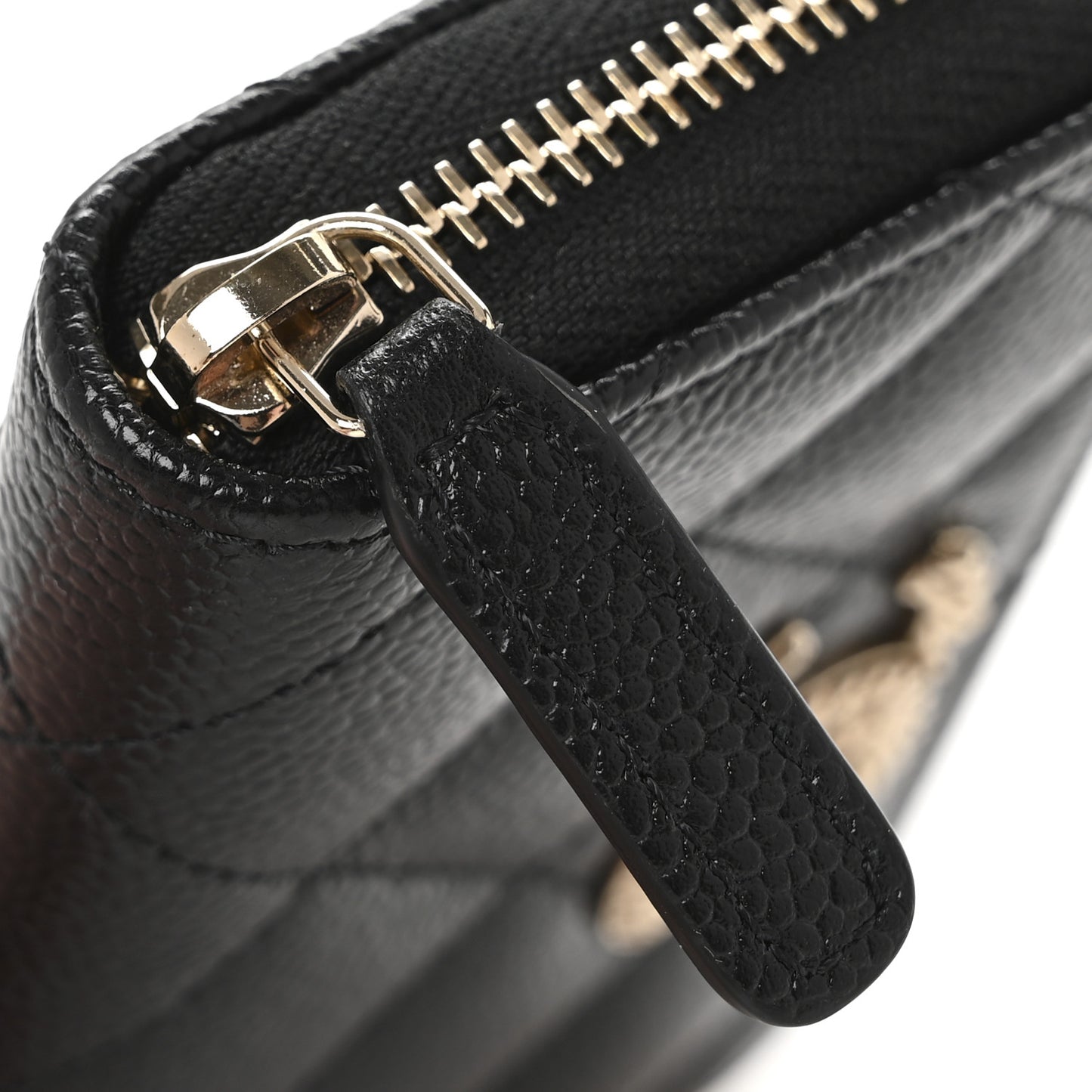 Caviar Quilted Multi Chain CC Zip Coin Purse Black