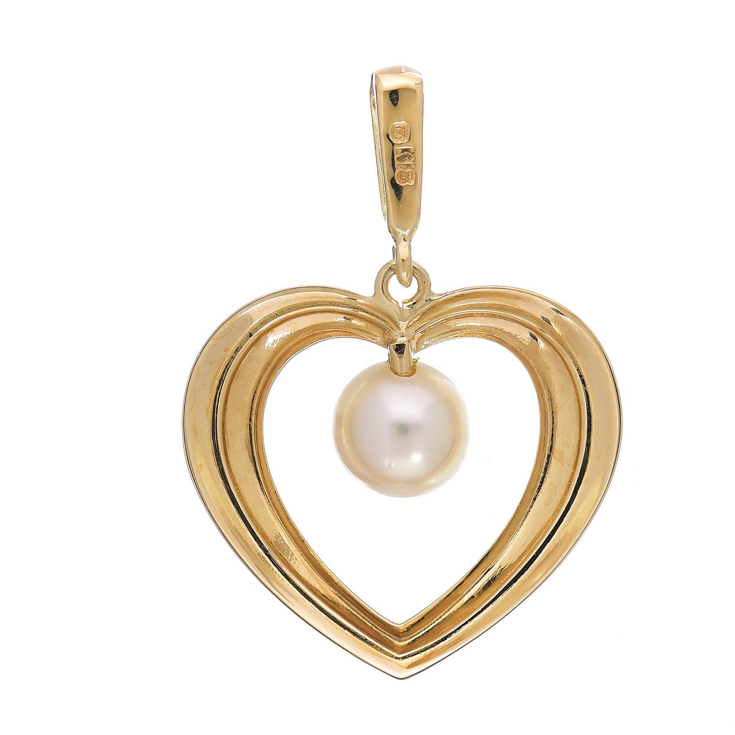 18K Yellow Gold Akoya Pearl 5.5mm Heart Pendant