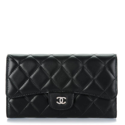 Chanel Lambskin Quilted Large Flap Wallet Black 1 of 8