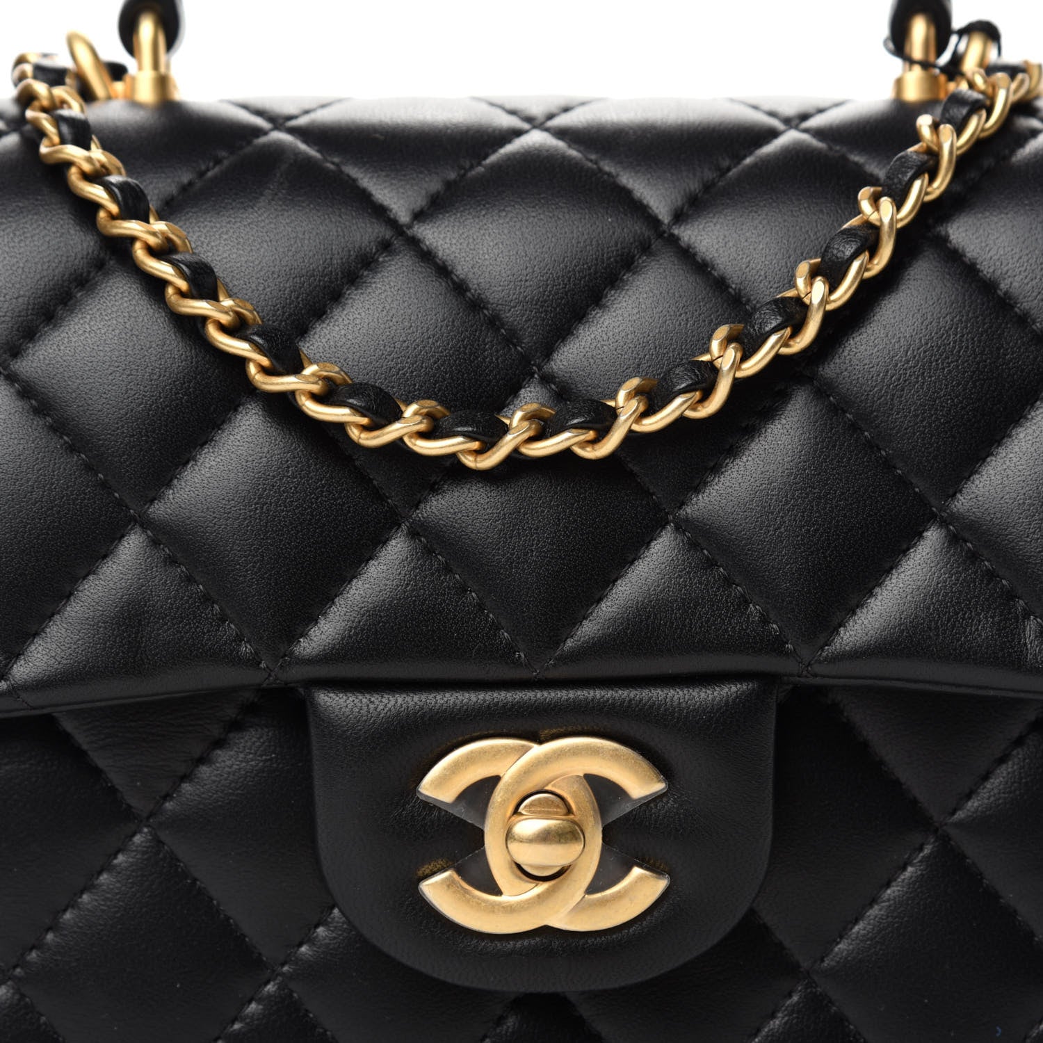 Chanel Lambskin Quilted Mini Top Handle Rectangular Flap Black 10 of 10