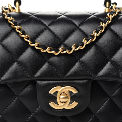 Chanel Lambskin Quilted Mini Top Handle Rectangular Flap Black 10 of 10