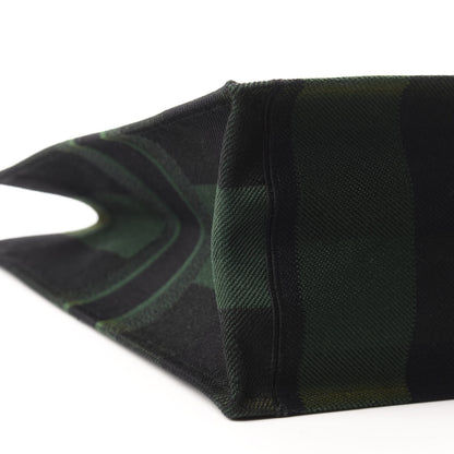 Christian Dior Canvas Embroidered Checkered Book Tote Black Green 6 of 10