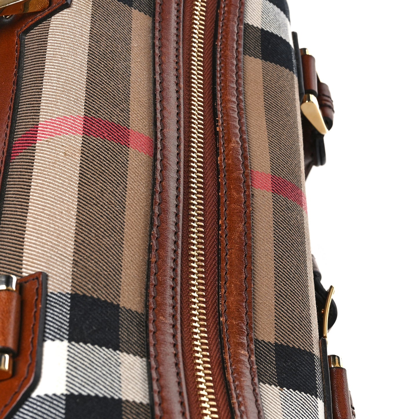 House Check Bridle Calfskin Medium Alchester Bowling Bag Dark Tan