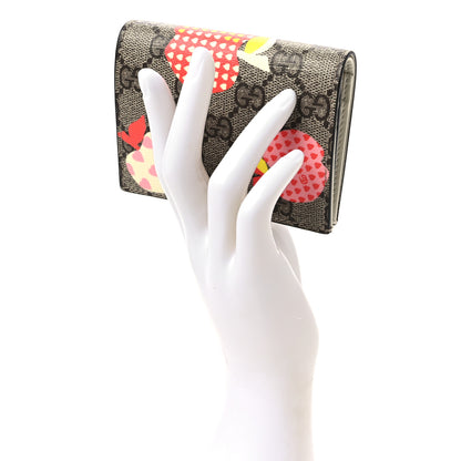 Gucci GG Supreme Monogram Les Pommes Card Case Wallet Beige Multicolor Mystic White 2 of 7