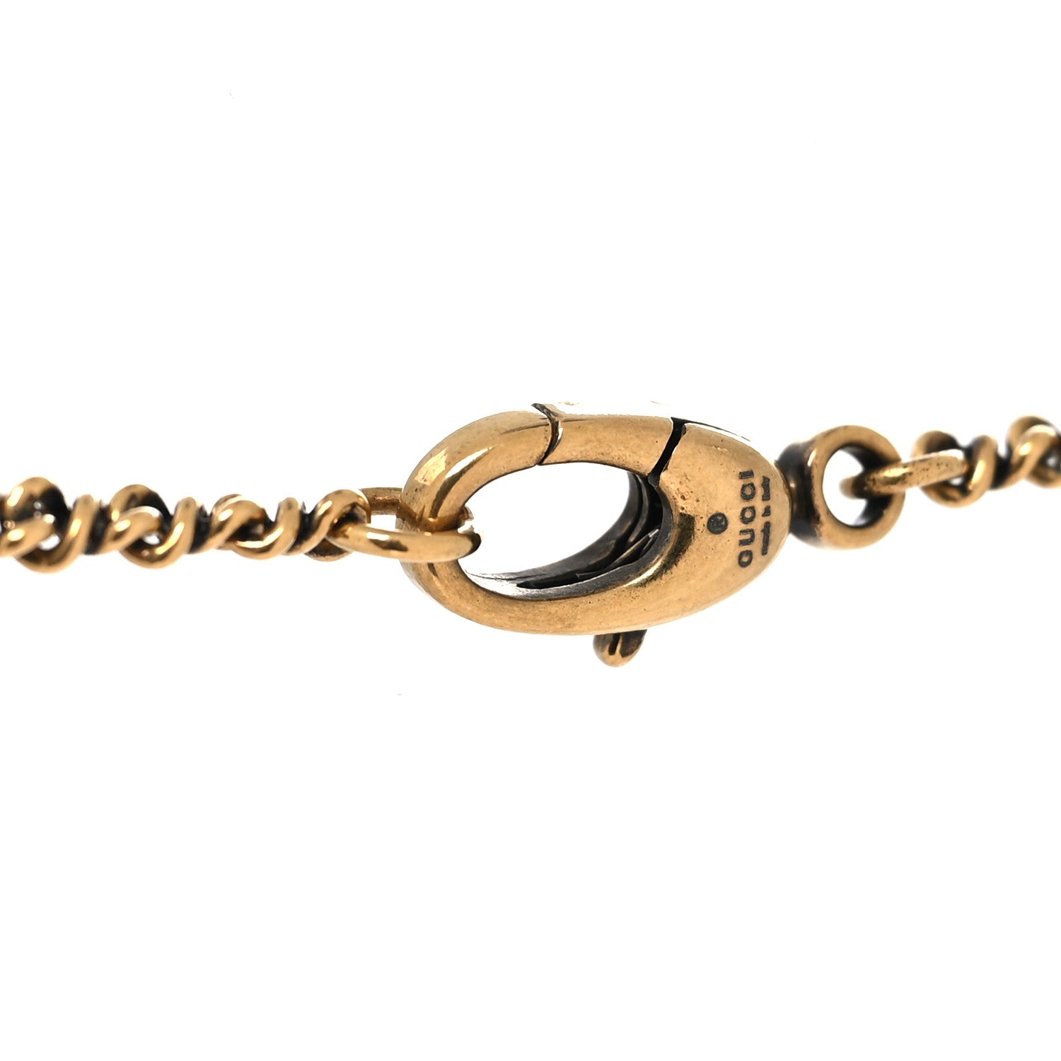 Gucci Metal Crystal Ram Head Necklace Aged Gold 4 of 5