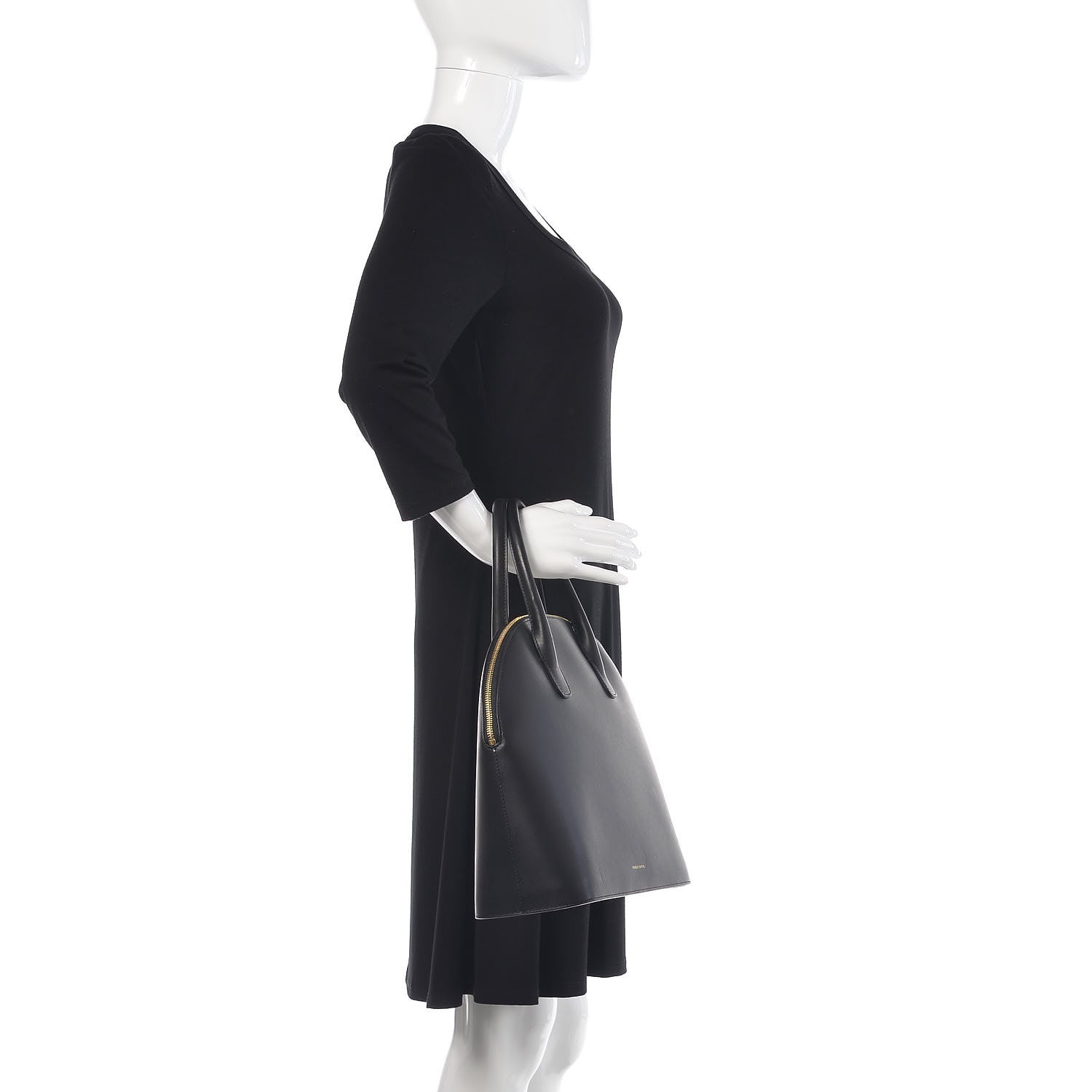 Mansur Gavriel Calfskin Top Handle Rounded Bag Black Flamma 2 of 11