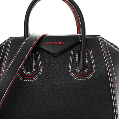 Givenchy Calfskin Bi-Color Topstitch Small Antigona Black Red 8 of 12