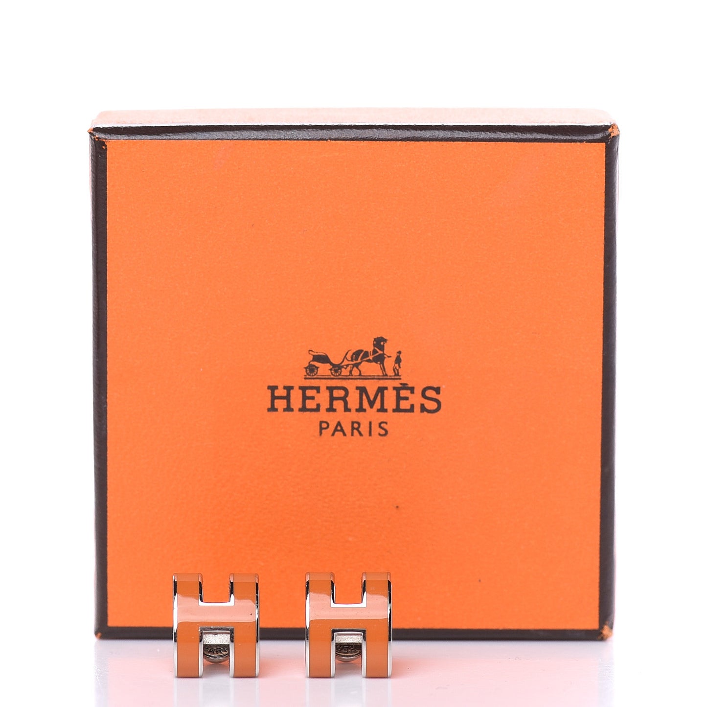 Gold Lacquered Pop H Earrings Orange