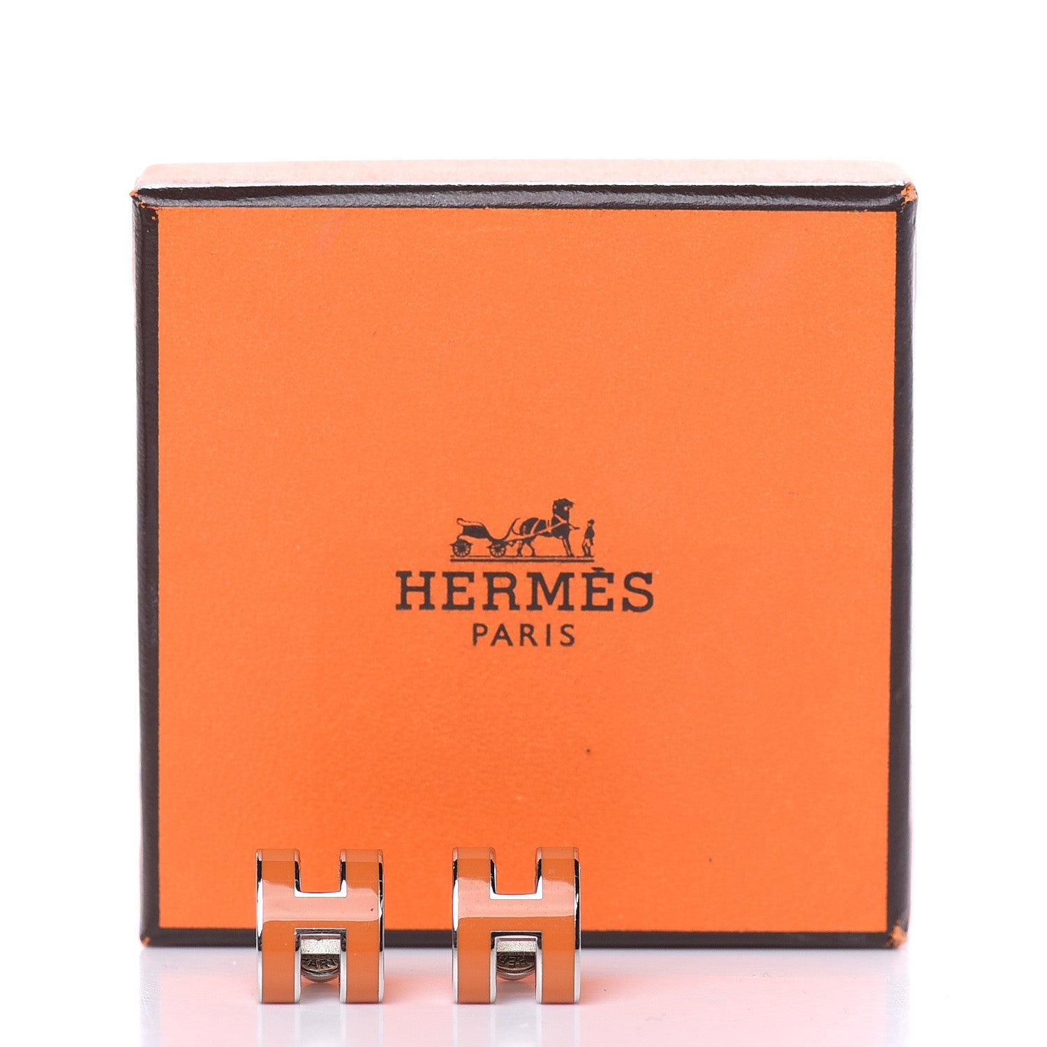 Hermes Gold Lacquered Pop H Earrings Orange 5 of 5