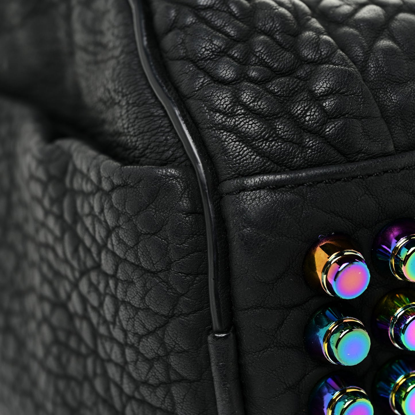 Pebbled Lambskin Rockie Black Iridescent Hardware
