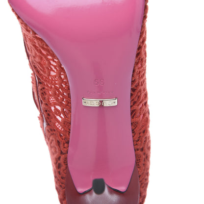 Gucci Lace Pizzo Venice Pumps 39 Hibiscus Red 7 of 9
