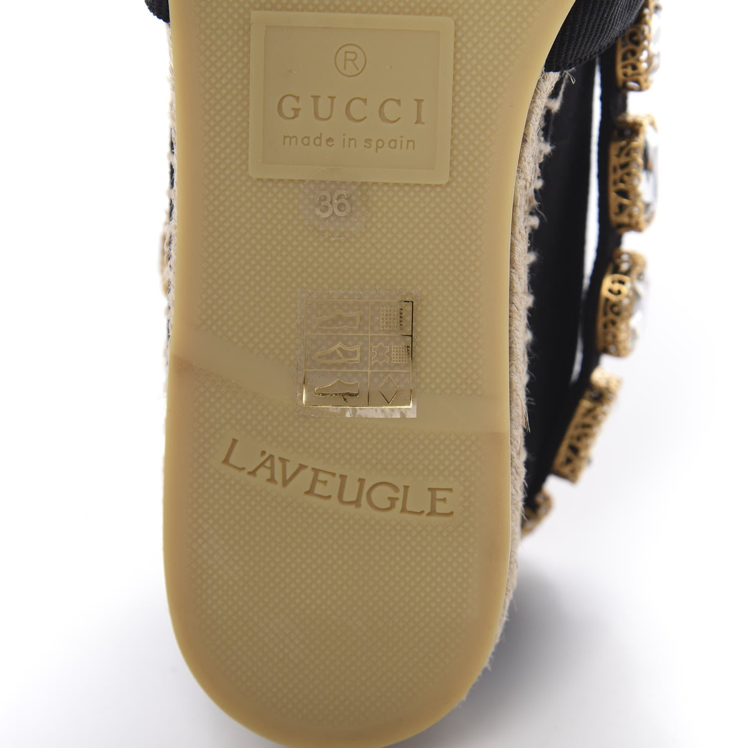 Gucci Canvas Crystal Embellished Espadrilles 36 Black 9 of 11