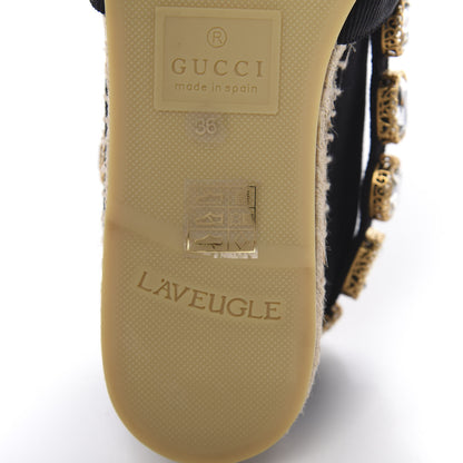 Gucci Canvas Crystal Embellished Espadrilles 36 Black 9 of 11