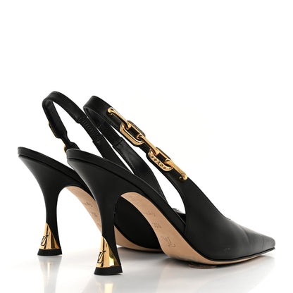 Louis Vuitton Calfskin Sparkle Slingback Pumps 36.5 Black 5 of 13