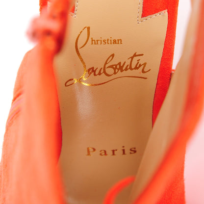 Christian Louboutin Suede Otoka Fringe 120 Booties 36 Capucine 8 of 8