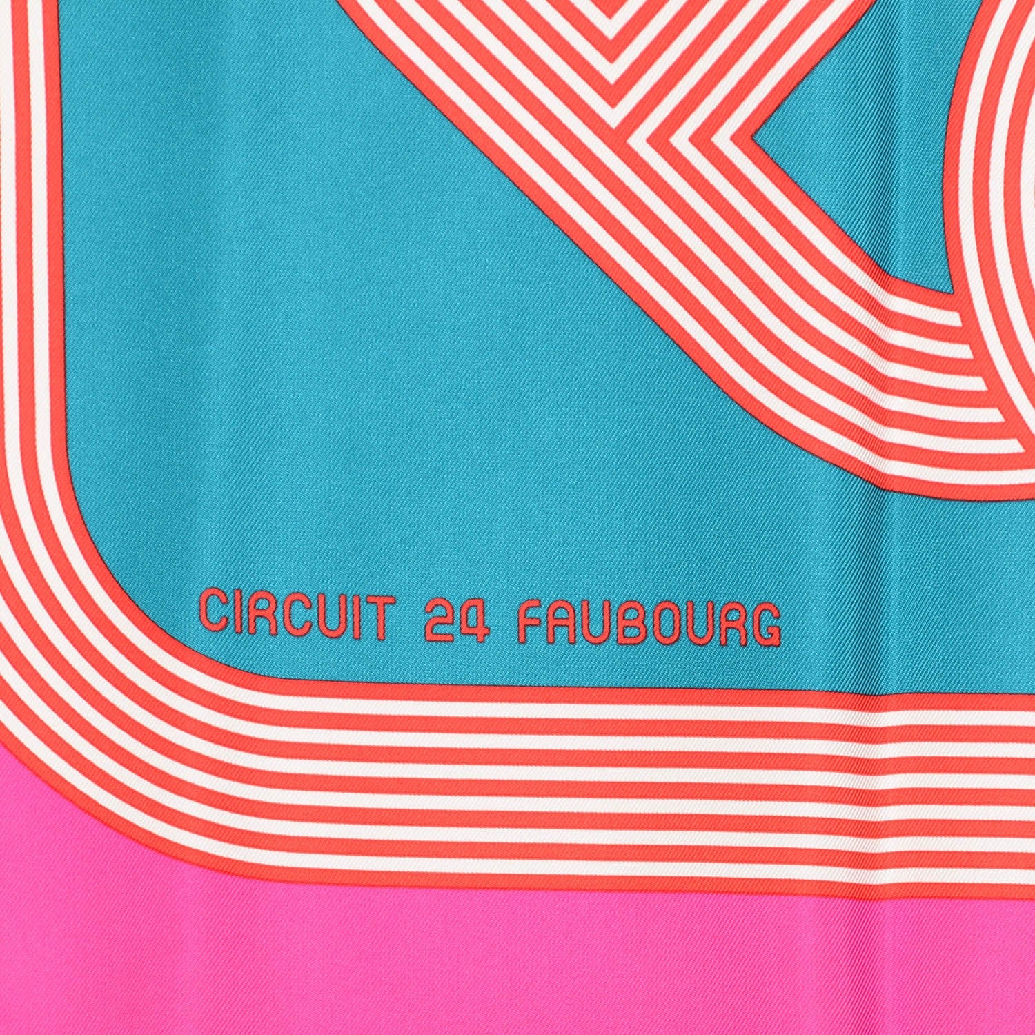Hermes Silk Circuit 24 Faubourg Scarf 90 Fuchsia Canard Brique 4 of 7