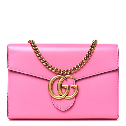 Gucci Smooth Calfskin GG Marmont Chain Wallet Pink Tropical Flower 1 of 11