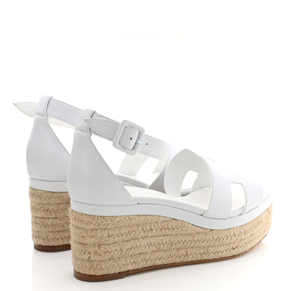Hermes Goatskin Elda Espadrille Wedge Sandals 39 White 4 of 9